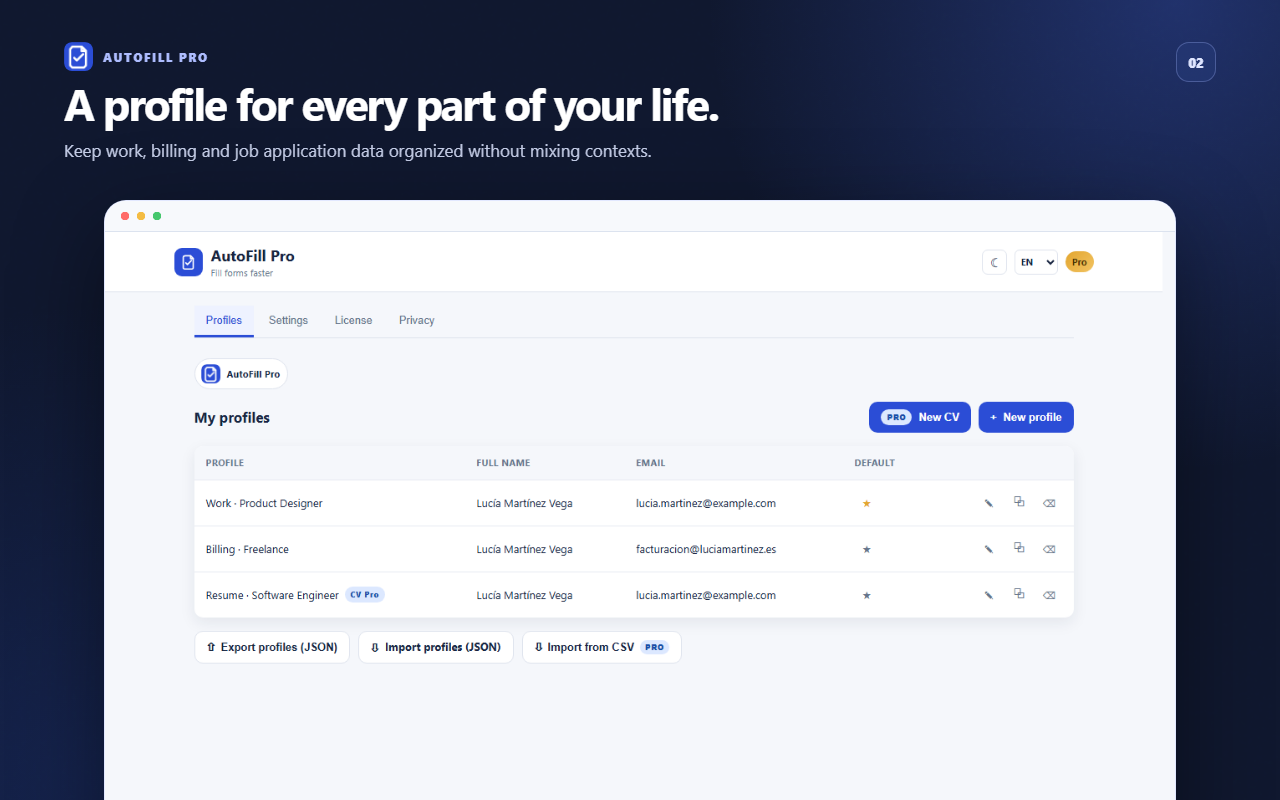 AutoFill Pro profile manager